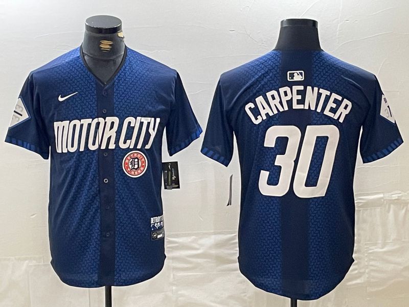 Men Detroit Tigers 30 Carpenter Blue City Edition Nike 2024 MLB Jersey style 4